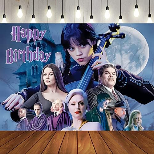 Аксесоари за парти по Случай рождения Ден на Wednesday Addams, Банер за душ с изображение на Анимационни Wednesday