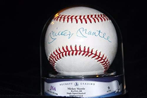 Мики Мэнтл С Автограф В Капсула, Сертифициран Jsa /Бекет Получи 9 точки За Бейзбол Бейзболни топки с автографи
