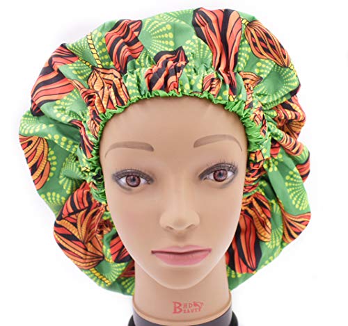 Шапчица-капор за сън ImaniRox със сатенена подплата - Голяма, Двустранен, Двупластова За защита на всички типове коса (зелен)