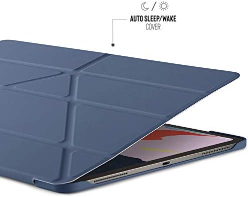 Калъф Pipetto Оригами за iPad Pro 12,9 (2018 г.) с поставка 5 в 1 и функция за автоматично преминаване в режим на заспиване / събуждане Тъмно син