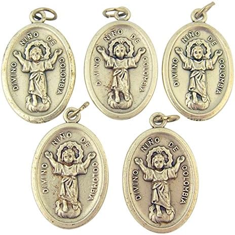 Сребърен Медал Божественото Дете Исус Дивино Нино де Колумбия, лот 5,1 инча