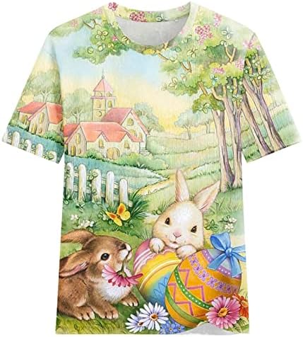 Дамски тениски xipcokm с Надпис Happy Easter, Женска Тениска с къс ръкав в Деня на Великден, Модни Пуловери