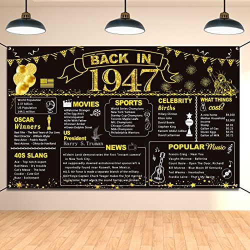 Декорация на партита DARUNAXY 76-ия Рожден Ден от Черното злато, Банер 1947 година, Плакат за партито в чест