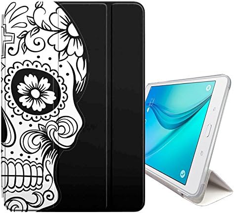 Graphic4You Мексико Смъртта на Захарен Череп (Черен) Smart-калъф-поставка за Samsung Galaxy Tab E Lite 7 / Galaxy