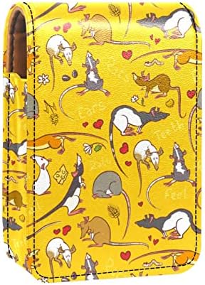 Необичайна the rat нечовешки животински Жълта Мини Чанта за Червило, Калъф с Огледало, Организаторите Червило