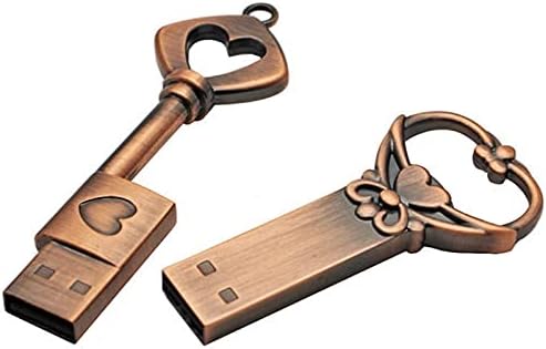 SXYMKJ Флаш памет Метална Мед ключ във формата на сърце Подарък USB Флаш памет Mini USB Stick Key Автентичен
