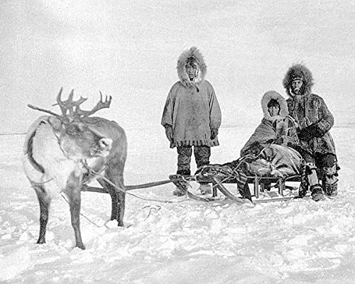Ескимо /инуитский с Елени и шейна Аляска 8x10 Халогенни Сребро Фотопринт