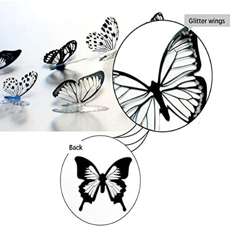 Стикери за стена с пеперуди, 36 бр., 3D Черно-Бели Стикери Пеперуди с лепило, Кристални Пеперуди Qyeaber, Свалящ