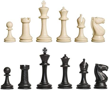 Състезателен Пластмасов шахматен комплект House of Staunton - Само на фигурата - 3,75 инча, черни и естествени