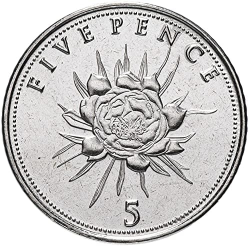 Гибралтар 5 Пени Монета Растение Цвете на Кралица Аватар Чуждестранна Колекция от монети Възпоменателна Монета