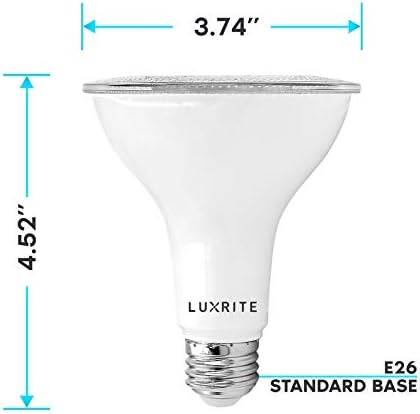 LUXRITE 4 Бр. Led Прожекторная лампа PAR30, еквивалент на 75 W, 5000 До Ярко-бяло, 850 Лумена, 11 W, с регулируема яркост, Лампа за вътрешно и външно осветление, Предназначена за влаж?