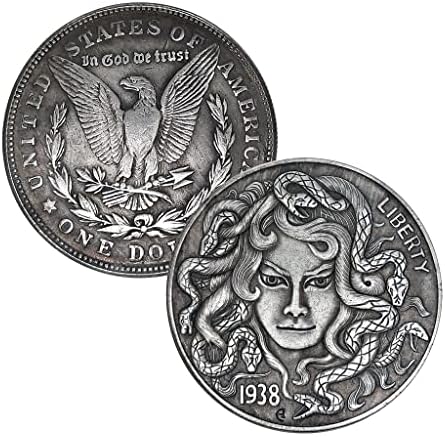 1938 Красавица Змия Лутане Монета Старинен Сребърен Долар Орел Океана Древна Монета Метална Играчка Украшение