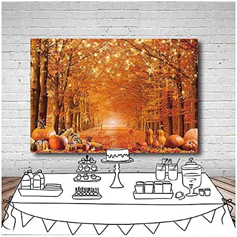Есенни Листа Клен гори, Блестящи Фонове, за Снимки с Тыквенным Дърво, 7x5 фута, Винил Фон за Снимки с Тиква