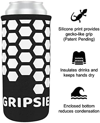 Ръкави за консерви GRIPSIE на 16 унции с противоплъзгаща ръкохватка (4 опаковки) от неопрен с изолация, полиэстеровая