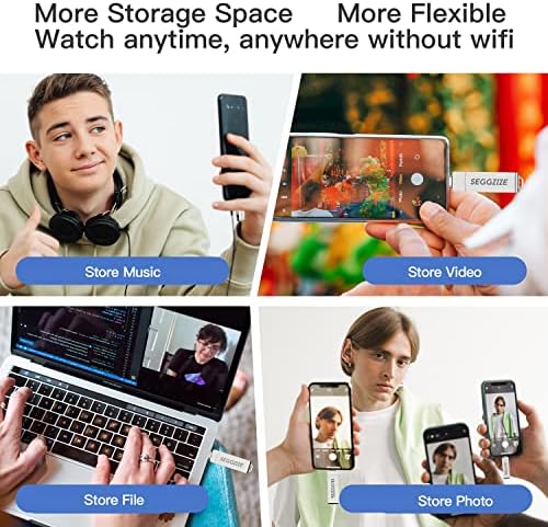 SEGGZIZE на Флаш устройство за iPhone 3 в 1 фотографско студио за iPhone, 128 GB iPhone Флаш Памет Memory Stick