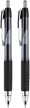 Черни прибиращи гел химикалки Uni-Ball 207 Вода Click, 2 опаковки със средни топчета, устойчиви на измама и