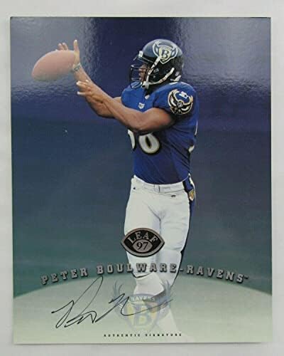 Автограф с автограф на Петер Булвэра 1997 Футболна карта с Подпис върху Лист 8x10 - Снимки NFL С автограф