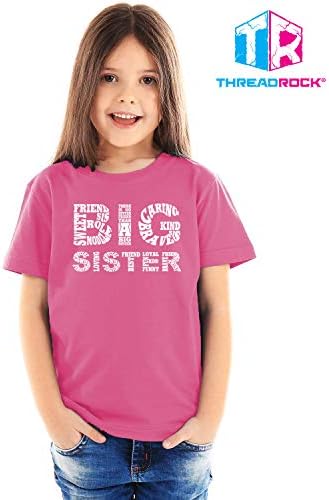 Младежка тениска Threadrock Big Girls'Big Sister Книгопечатане с типографией за момичета