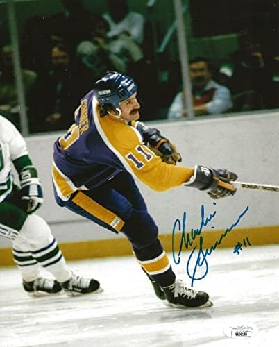 Чарли Симмер подписа снимка на Лос Анджелис Кингс 8x10 с автограф от JSA - Снимки на НХЛ с автограф