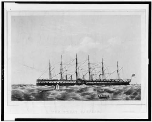 Исторически находки Фото: The Great Eastern, на Борда на катер, Лодка, c1858,Джон Х Баффорд