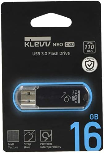 ESSENCORE KLEVV НЕО C30 Series K016GUSB3-C3 USB памет, 16 GB, USB 3.0, Вид на капака на Отвор за каишка, Черен