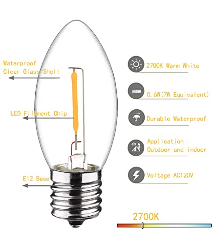 Помощен кабел Encoidoz с една led крушка за нощно осветление (4 + 1 дубликат), 6 фута, посочен в UL, с вилици