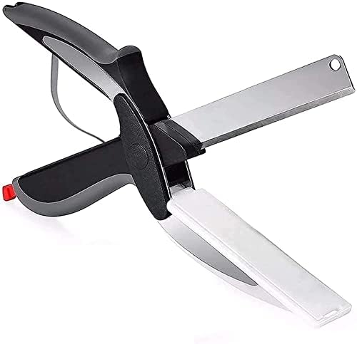 Кухненски ножици, домакински ножици от неръждаема стомана 2 в 1 дъска за рязане хеликоптер умен плодов овощерезка