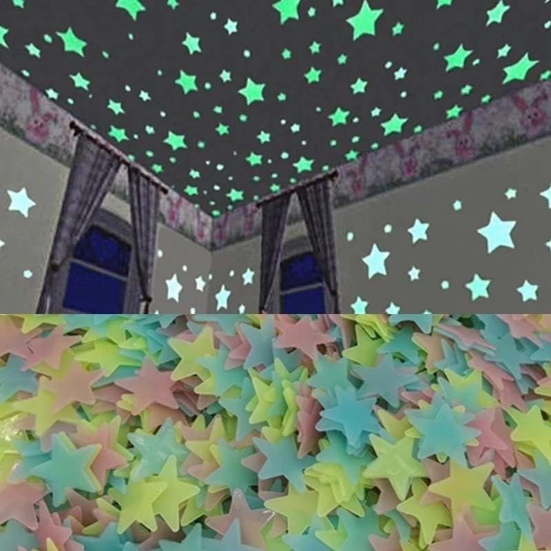 Светещи в Тъмното 3D Стикери със Звездите, зелено торене растения натрупват Енергия, Флуоресцентни за Детска