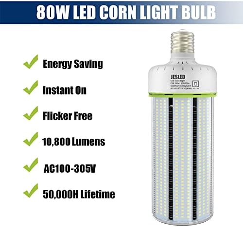 Лампа електрическа крушка мазоли LED ДЖЕСЛЕД 80В, на основата на 10800ЛМ Э26/Э39 Еквивалент на 500Ватт 5000К