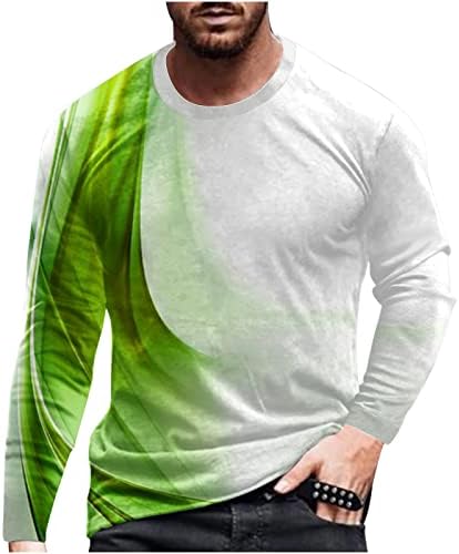Мъжки тениски за фитнес зала с Невероятен 3D Принтом под формата на лека линия, Кръг Силует, Пуловер с дълъг