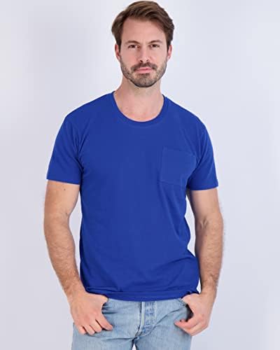 4 Опаковки: Мъжки Памучен тениска Performance с къс ръкав и кръгло деколте и джоб - Активен спортен топ (на разположение в цветове Big & Tall)