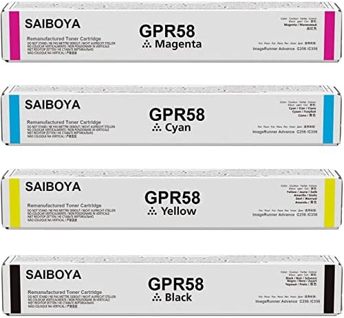 GPR-58 Черно Синьо Виолетово-Жълто Рециклирани Тонер касета, Съвместима за Canon imageRUNNER Advance C256iF
