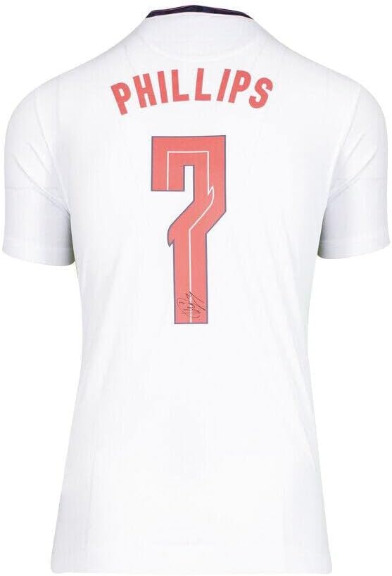 Тениска на националния отбор на Англия с автограф Калвина Филипс - 2020-22, Фланелка с автограф под номер 7