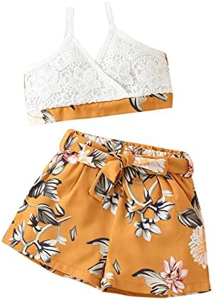 Xbgqasu/ Комплект topa с цветен модел за момичета, комплект от две части, панталони на бретелях с принтом, Бебешки